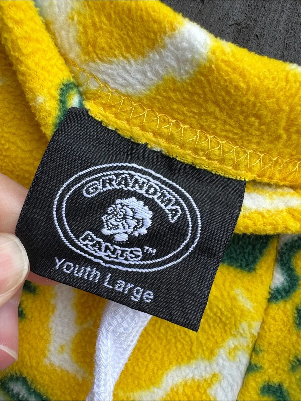 NDSU Grandma Pants Yellow & Green Kids Fleece Pajama Pants Youth Large